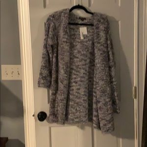 Fluffy gray cardigan with hood